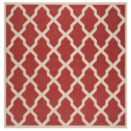Safavieh 6 ft.-7 in. x 6 ft.-7 in. Beach House Contemporary Square Rug Red & Creme BHS122Q-6SQ